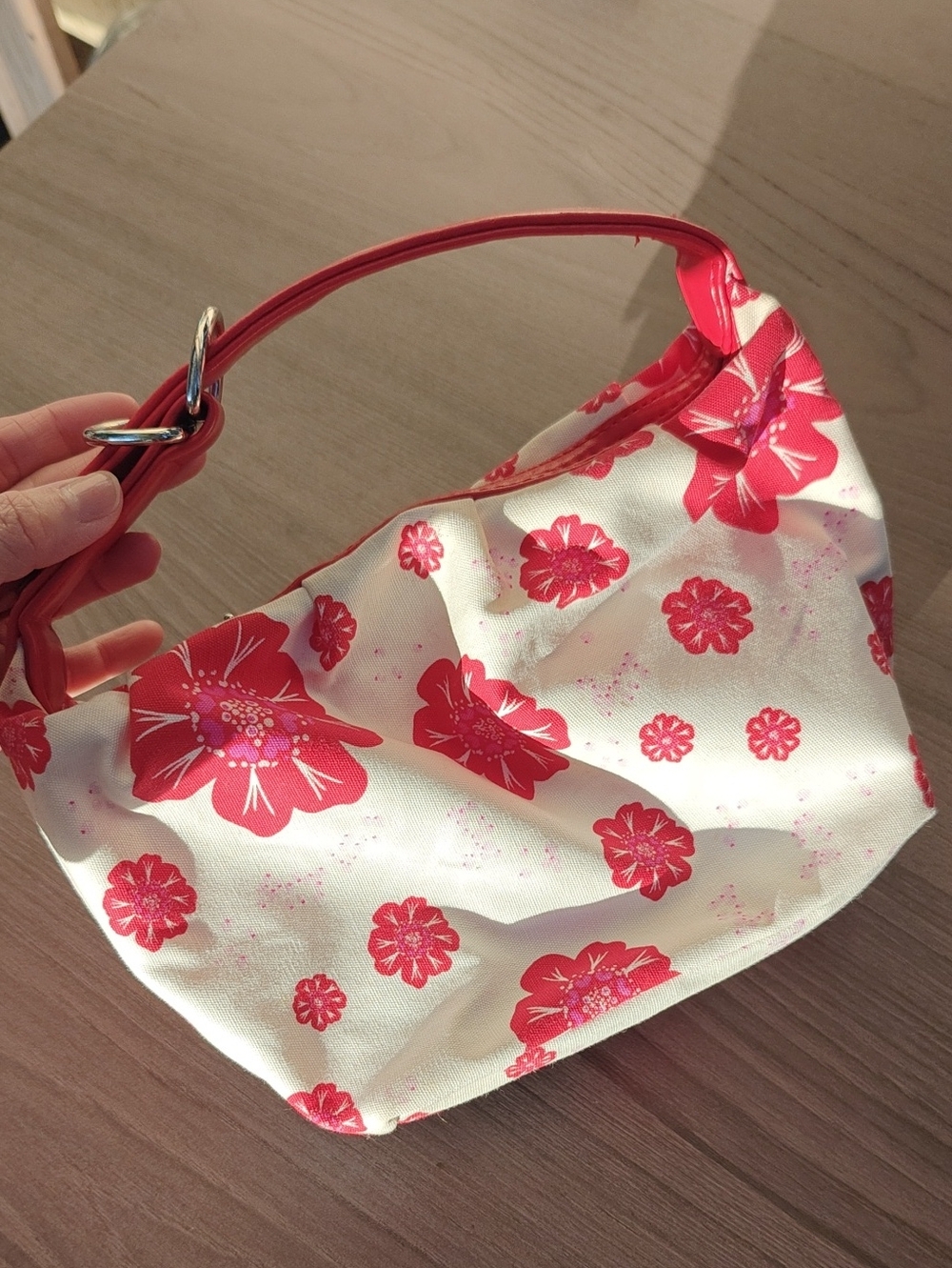 Cacharel Floral Print Red & Cream Shoulder Bag